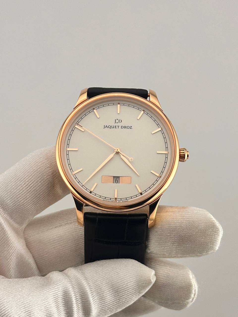 Jaquet Droz Grande Heure Minute Quantieme Ivory Enamel